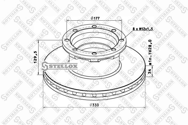 85-00801-SX_диск тормозной !330x34x130mm \MAN L2000/MB