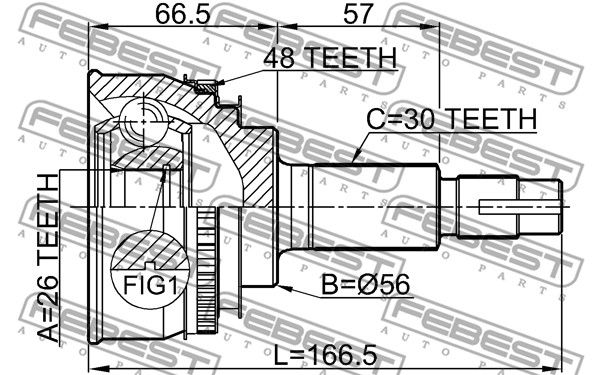 0110-069A48_ШРУС наружный к-кт! ABS 26x56x30\ Toyota Sienna 3.0 97-03