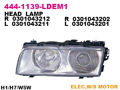 444-1139R-LD-EM1_фара правая! хром.\ BMW E38 all 06/94-09/98