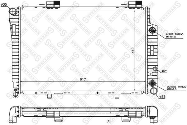 10-25095-SX_радиатор системы охлаждения!\ MB W202 1.8-2.8 93>