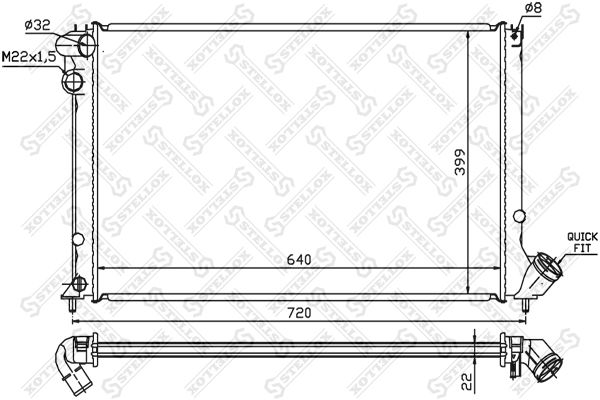 10-25105-SX_радиатор системы охлаждения! с AC\ Peugeot 406 1.6i/1.8i 95>