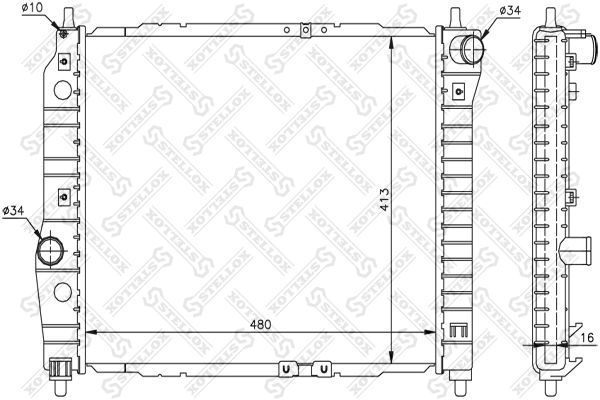 10-25193-SX_радиатор системы охлаждения!\ Chevrolet Aveo, Daewoo Kalos 1.2/1.4 02>