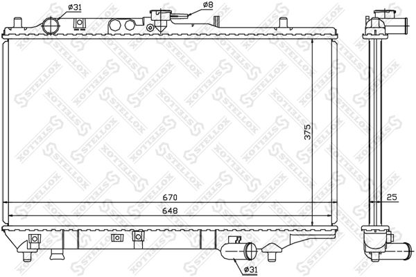 10-25430-SX_радиатор системы охлаждения!\ Kia Sephia 1.5-1.8 95>