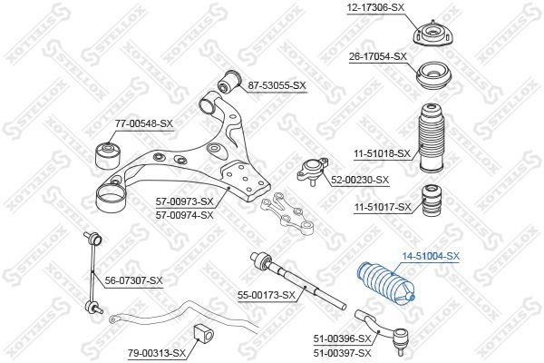 14-51004-SX_пыльник рейки рулевой!\ Hyundai Getz 02>