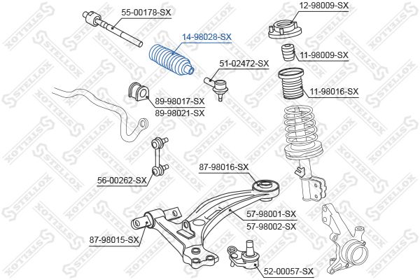 14-98028-SX_пыльник рейки рулевой!\ Honda Civic VIII 05>