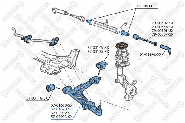 57-01679-SX_рычаг правый!\ Fiat Punto 94-99