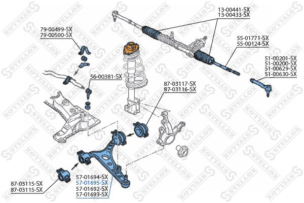 57-01695-SX_рычаг правый!\ Fiat Bravo 1.2-1.9D <01