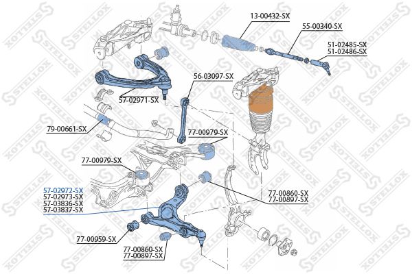 57-02972-SX_рычаг левый! сталь\ VW Touareg, Porsche Cayenne, Audi Q7 02>