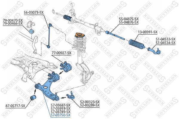 57-03750-SX_рычаг нижний правый! D21\ Ford Focus/C-Max 1.4-2.5/1.6TDCi 03>