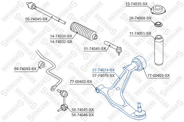 57-74074-SX_рычаг правый!\ Nissan X-trail T30 all 01>