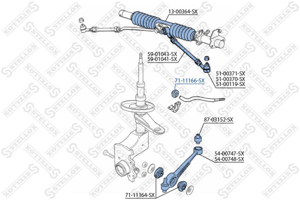 71-11166-SX_втулка стабилизатора переднего! d25\ Audi 100/A6 91-97