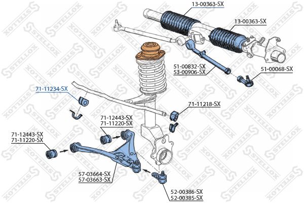 71-11234-SX_втулка стабилизатора переднего! d23.5\ Audi 80 1.6-1.9TDi 91-95