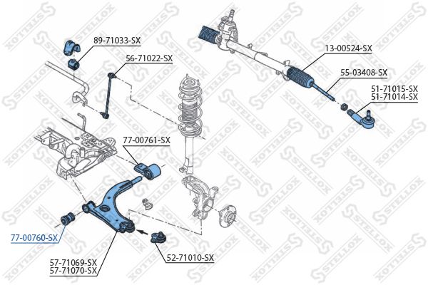 77-00760-SX_сайлентблок рычага передний!\ Ford Fiesta/Fusion 01>