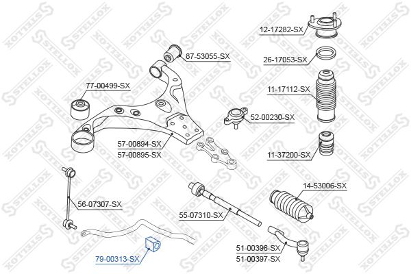 79-00313-SX_втулка стабилизатора переднего!\ Hyundai i30 1.6 07>