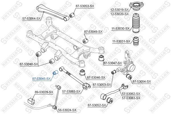 87-53045-SX_сайлентблок зад. рычага пер. внутр.!\ KIA Sportage aII 4WD 04>