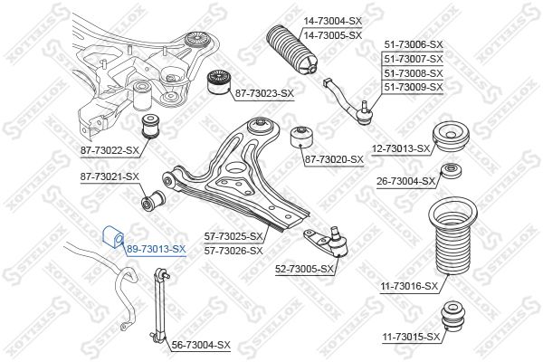 89-73013-SX_втулка стабилизатора!\ Daewoo Kalos 02>