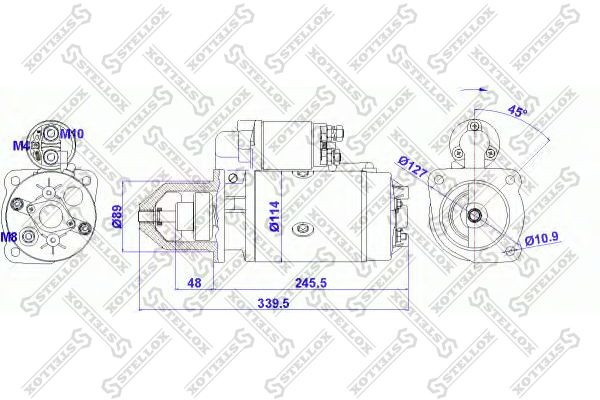 88-02027-SX_стартер! 24V 4KW 11 зубьев 45 гр.вправо\ Volvo F/FL/FM 6/7 96>