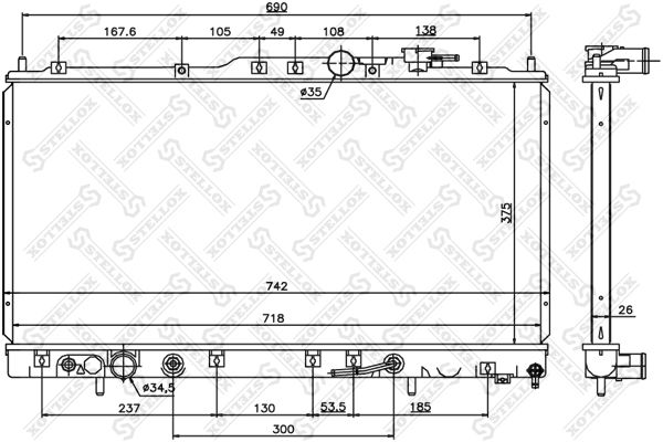 10-26764-SX_радиатор системы охлаждения! АКПП\ Mitsubishi Galant 3.0i 96>