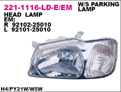 221-1116R-LD-EM_фара правая! электр.\ Hyundai Accent II all models 00-04