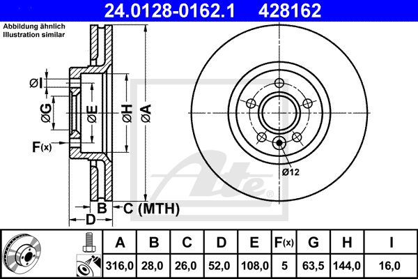 24.0128-0162.1_диск тормозной передний!\ Ford Galaxy/S-max 1.8D-2.5 06>