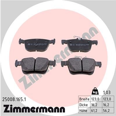 25008.165.1_колодки дисковые !задн. 123x61x16 \ Audi A3, VW Golf VII 1.2TSI-1.8TFSI/2.0TDI 12>