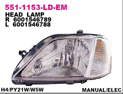 551-1153L-LD-EM_фара левая! электр.\ Dacia Logan all 04>