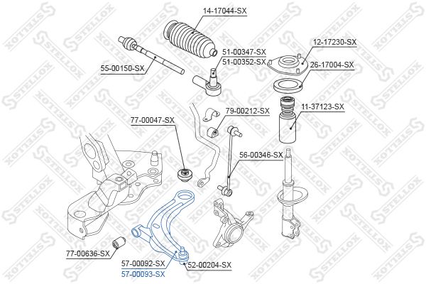 57-00093-SX_рычаг нижний правый!\ Mitsubishi Outlander 2.0/2.4 02>