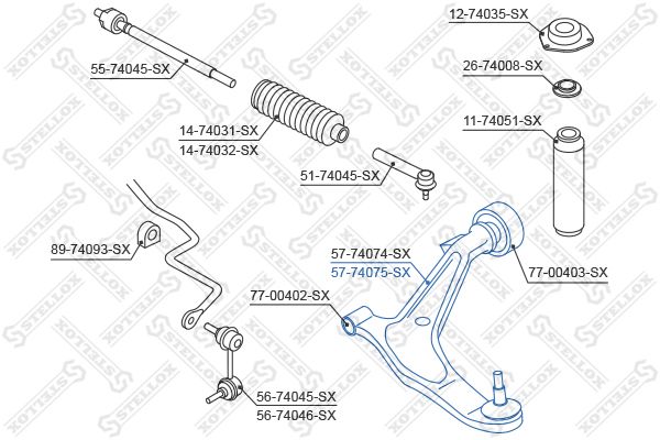 57-74075-SX_рычаг левый!\ Nissan X-trail T30 all 01>