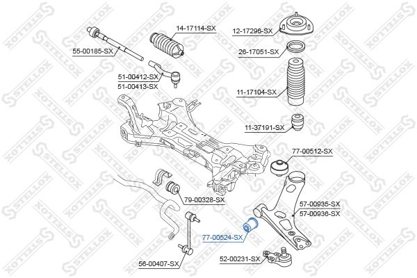 77-00524-SX_сайлентблок рычага передн.!\ Hyundai iX35 2WD 10>