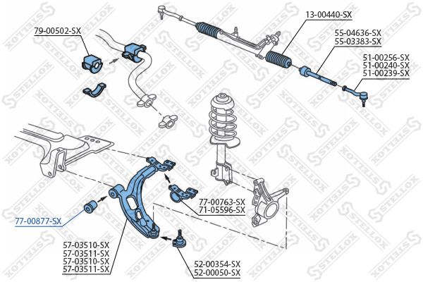 77-00877-SX_сайлентблок рычага пер.!\ Fiat Doblo/Palio 96>