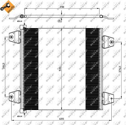 NRF 35757_радиатор кондиционера! 490x540x16\DAF 95 02-06/XF105 05>/XF95 02-06>