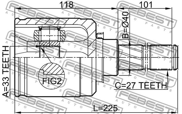 0211J1020GLH_шрус внутренний левый к-кт! 33X40X27\ Nissan X-Trail T31 07-13