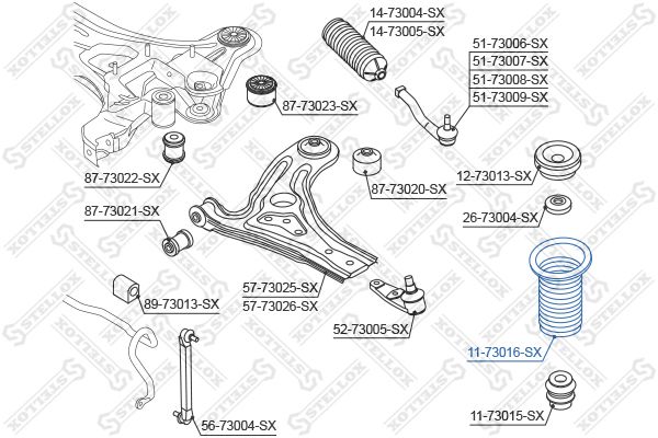 11-73016-SX_пыльник амортизатора переднего!\ Daewoo Kalos 02>