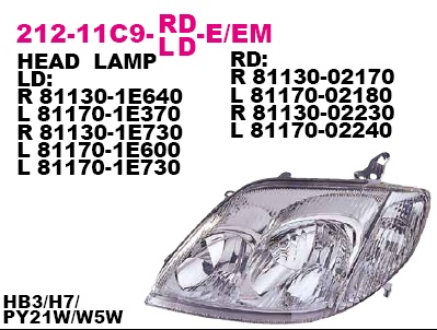 212-11C9L-LD-EM_фара левая! электр.\ Toyota Corolla Sedan 02-04