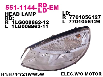 551-1144R-LD-EM_фара правая!\ Renault Scenic 03>