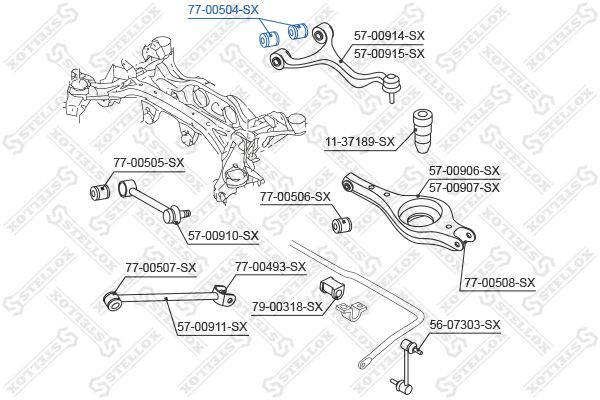 77-00504-SX_сайлентблок рычага заднего верхнего!\ Hyundai Santa Fe/Sonata NF 05>