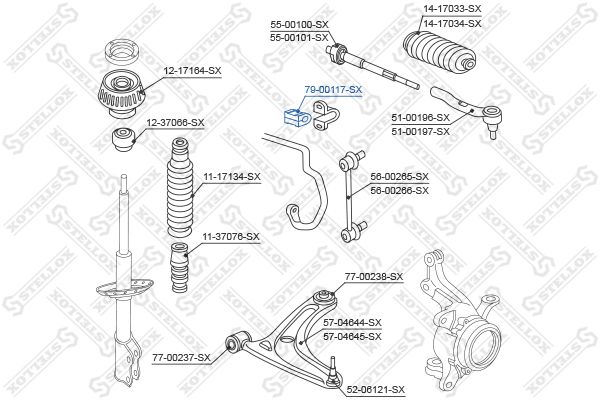 79-00117-SX_втулка стабилизатора переденго! 21мм\ Honda JAZZ/FIT 02-08