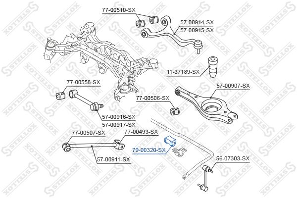 79-00320-SX_втулка стабилизатора заднего!\ Hyundai Santa FE II/IX55 all 06>, Kia Sorento all 09>