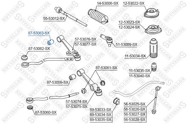 87-53063-SX_сайлентблок рычаг внутр.! VIN: 020708>\ KIA Rio 00>