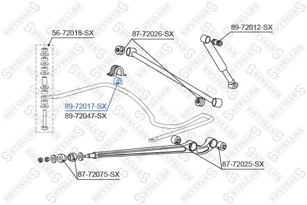 89-72017-SX_втулка стабилизатора заднего центральная! d20.2\ Mitsubishi Pajero L14#G/V2#/V4# 88-01