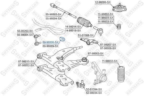 89-98006-SX_втулка стабилизатора переднего центральная!\ Toyota Corolla AE100/CE100/EE100 92-97