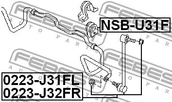 NSB-U31F_втулка стабилизатора переднего! d27\ Nissan Presage 03-09