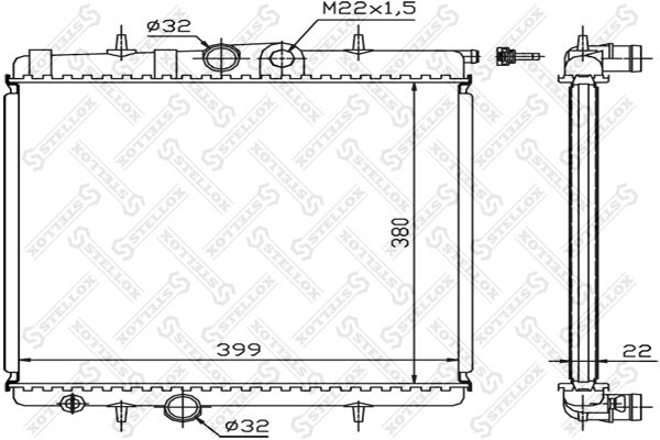 10-25122-SX_радиатор системы охлаждения! без AC\ Peugeot 206 1.1-1.6 98-02