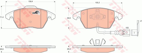 GDB1550_колодки дисковые п. !\Audi A3 диск 15'/16', VW Golf V 1.4-2.0TD диск 15' 03>