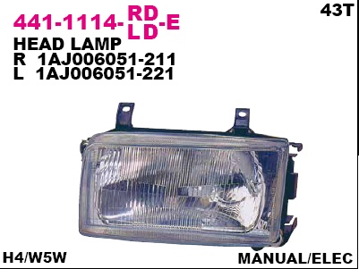 441-1114L-LD-E_фара левая!\ VW T4 09/90>