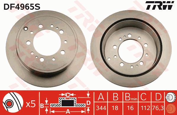 DF4965S_диск тормозной задний!\ Toyota Land Cruiser 200 4.7/4.5D 07>, Lexus LX 5.7 08>