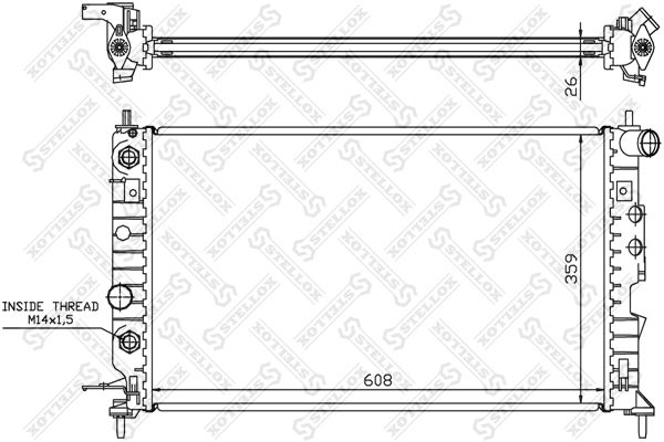 10-25099-SX_радиатор системы охлаждения! с AC АКПП\ Opel Vectra 1.6i-2.0i 95>