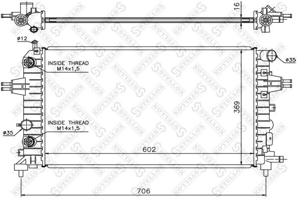 10-25174-SX_радиатор системы охлаждения! АКПП\ Opel Astra H 1.4/1.8 04>