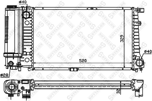 10-25207-SX_радиатор системы охлаждения! без AC\ BMW E34 2.0/2.5 89-97