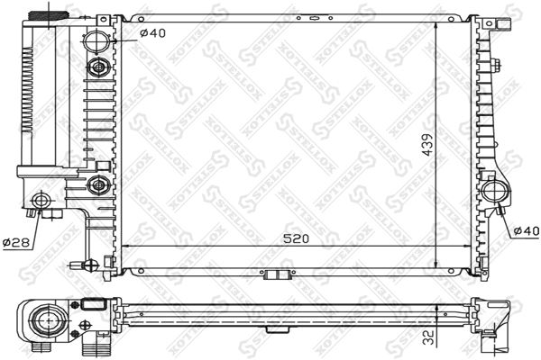 10-25250-SX_радиатор системы охлаждения! АКПП\ BMW E34 2.0-2.5 88>